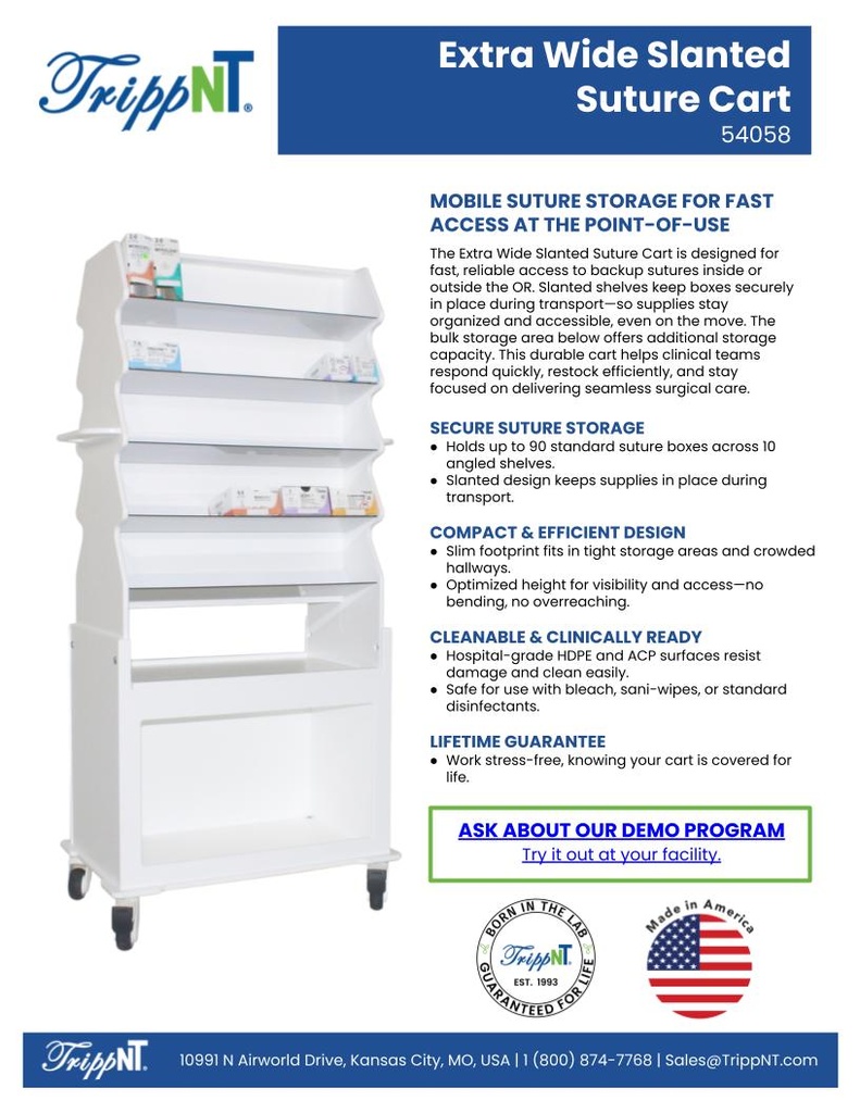 Extra Wide Slanted Suture Cart | TrippNT